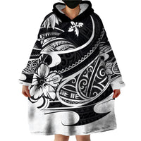 Polynesian Tribal Wearable Blanket Hoodie Black LT6 - Wonder Print Shop