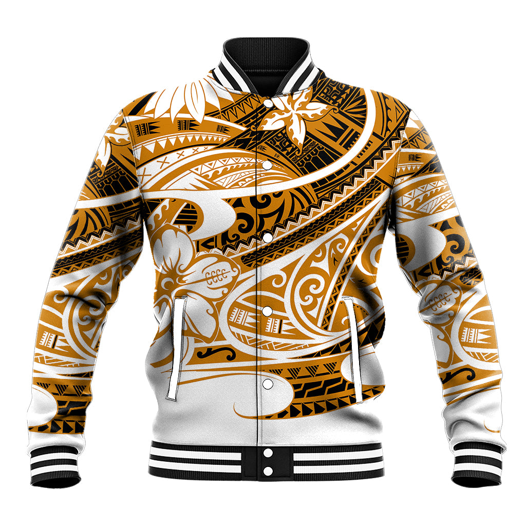 Polynesian Tribal Baseball Jacket Gold LT6 - Wonder Print Shop