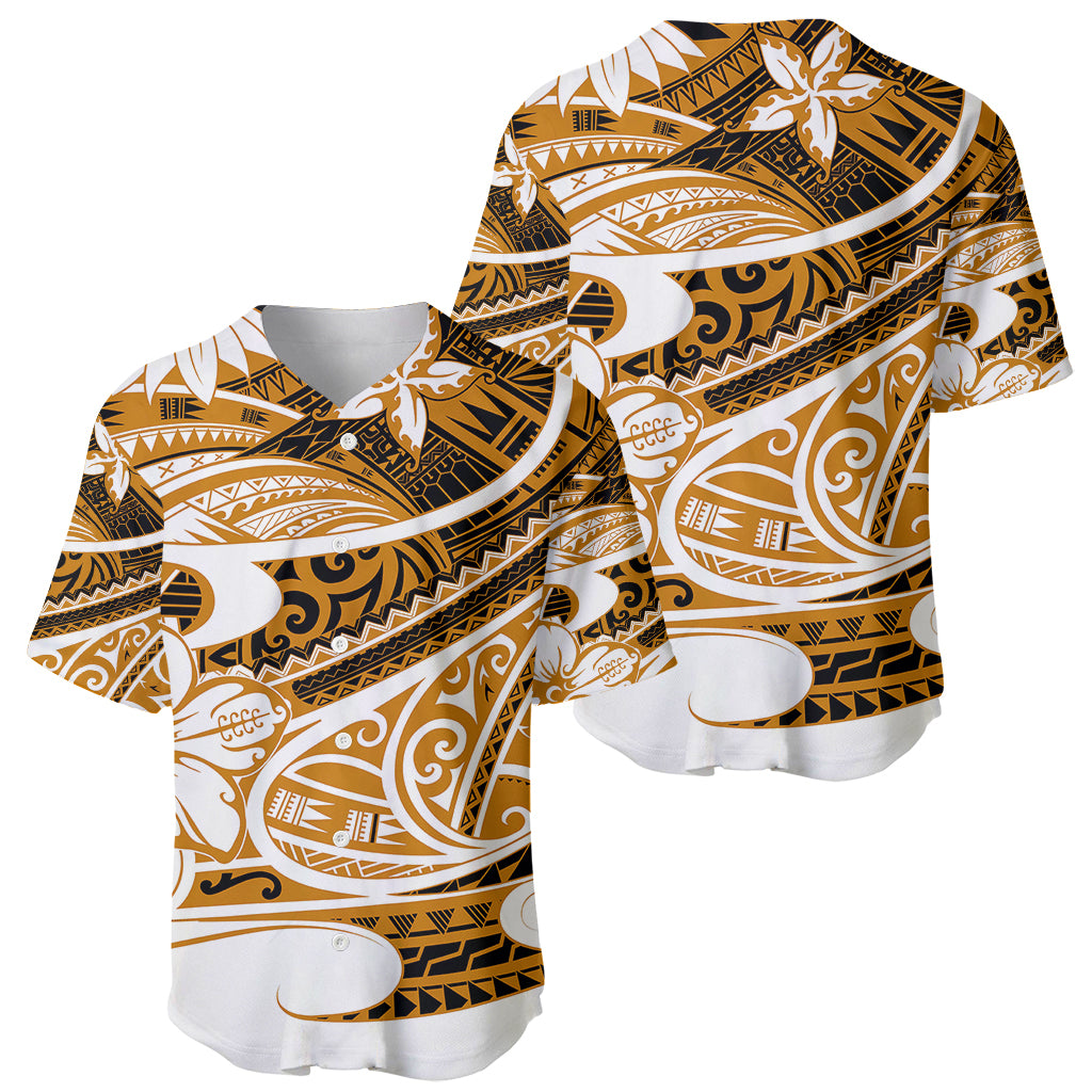 Polynesian Tribal Baseball Jersey Gold LT6 - Wonder Print Shop