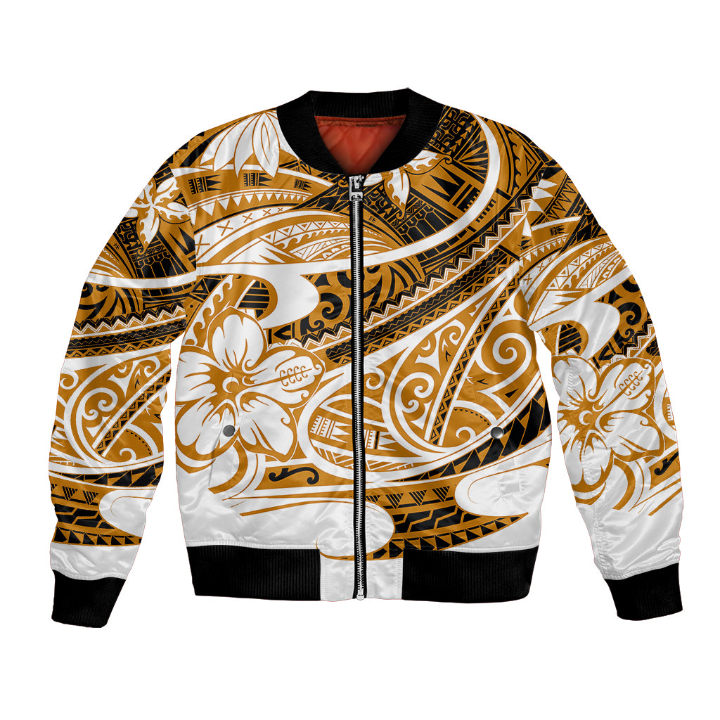 Polynesian Tribal Bomber Jacket Gold LT6 - Wonder Print Shop