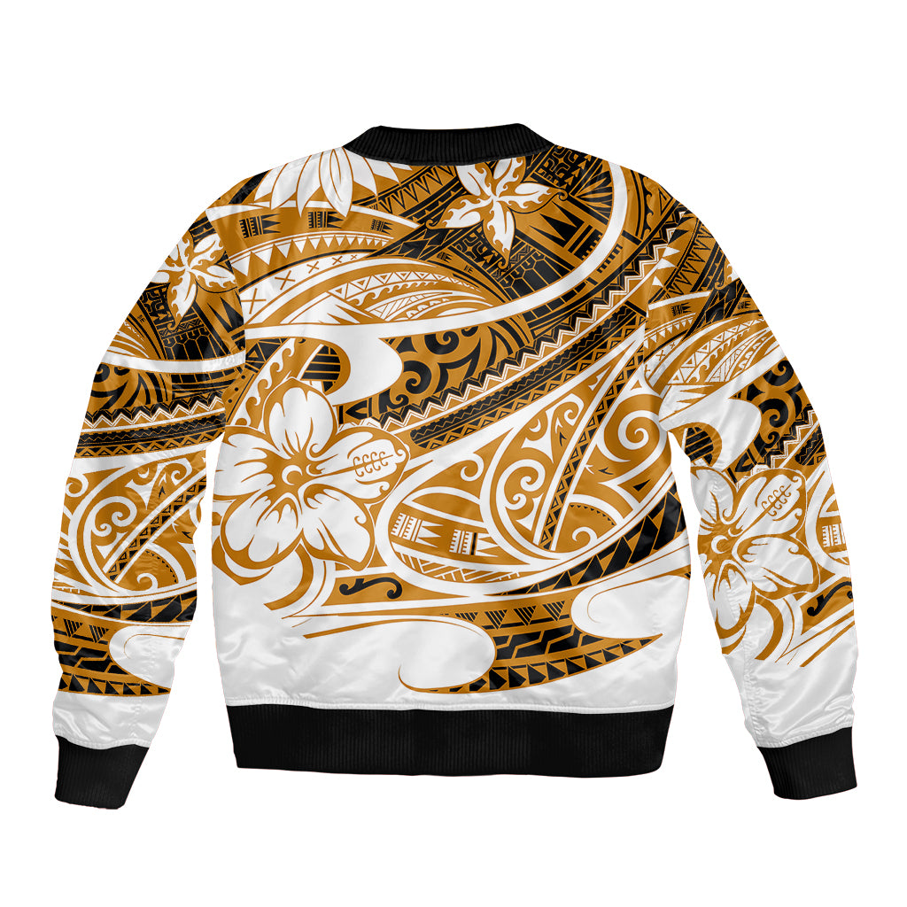 Polynesian Tribal Bomber Jacket Gold LT6 - Wonder Print Shop