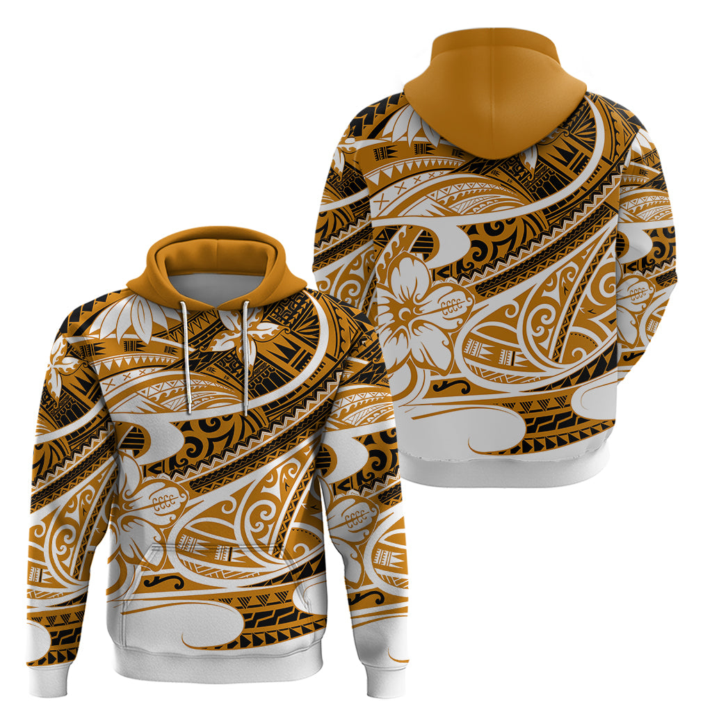 Polynesian Tribal Hoodie Gold LT6 - Wonder Print Shop