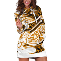 Polynesian Tribal Hoodie Dress Gold LT6 - Wonder Print Shop