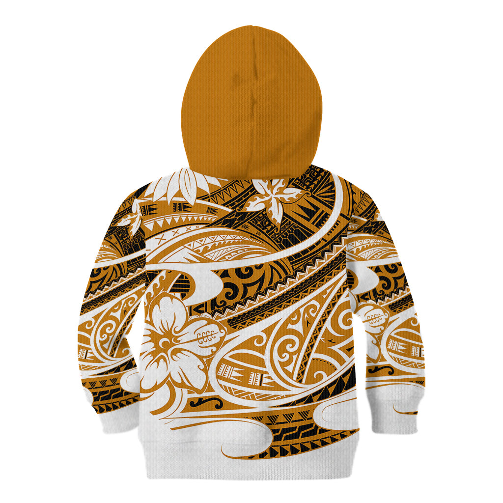 Polynesian Tribal Kid Hoodie Gold LT6 - Wonder Print Shop
