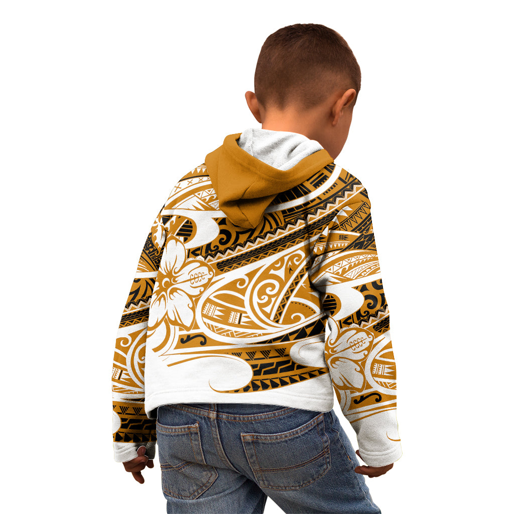 Polynesian Tribal Kid Hoodie Gold LT6 - Wonder Print Shop