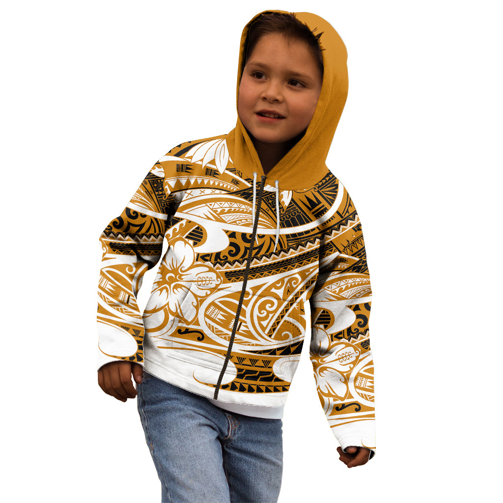 Polynesian Tribal Kid Hoodie Gold LT6 - Wonder Print Shop