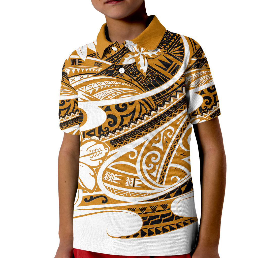 Polynesian Tribal Polo Shirt for Kid Gold LT6 - Wonder Print Shop