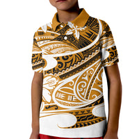 Polynesian Tribal Polo Shirt for Kid Gold LT6 - Wonder Print Shop