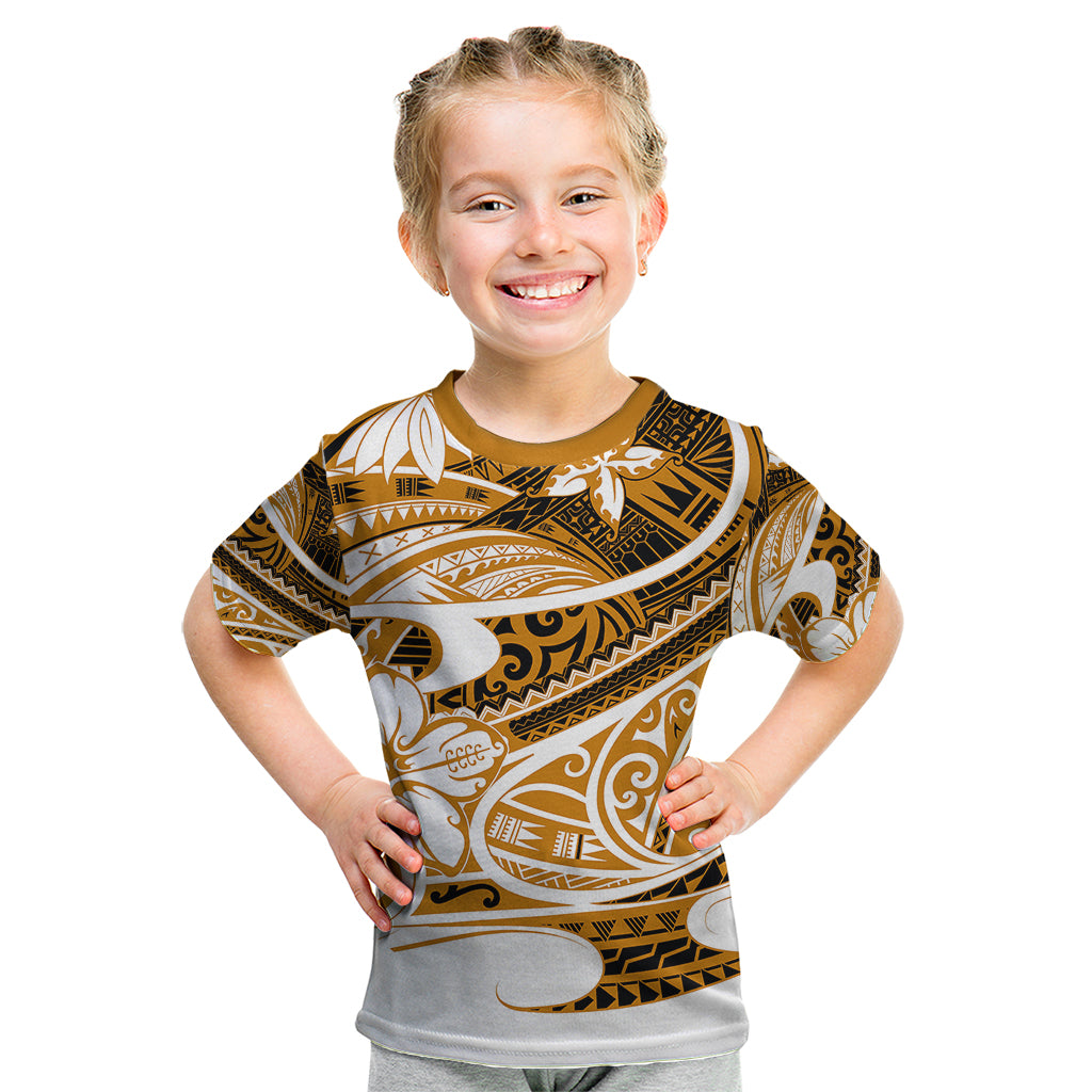 Polynesian Tribal Kid T Shirt Gold LT6 - Wonder Print Shop