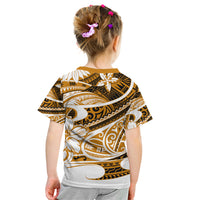 Polynesian Tribal Kid T Shirt Gold LT6 - Wonder Print Shop