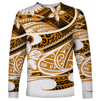 Polynesian Tribal Long Sleeve Shirt Gold LT6 - Wonder Print Shop