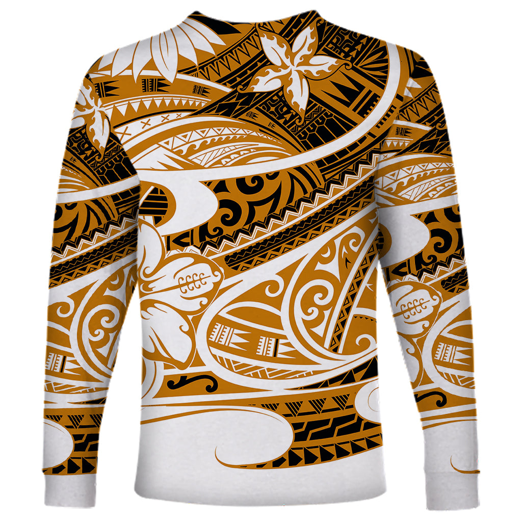 Polynesian Tribal Long Sleeve Shirt Gold LT6 - Wonder Print Shop