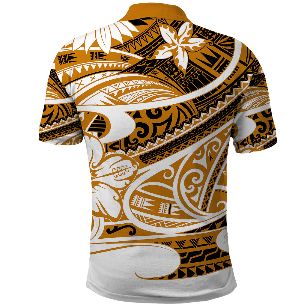 Polynesian Tribal Polo Shirt Gold LT6 - Wonder Print Shop