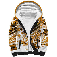 Polynesian Tribal Sherpa Hoodie Gold LT6 - Wonder Print Shop