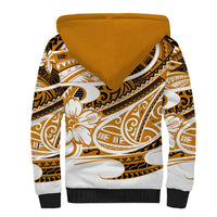 Polynesian Tribal Sherpa Hoodie Gold LT6 - Wonder Print Shop