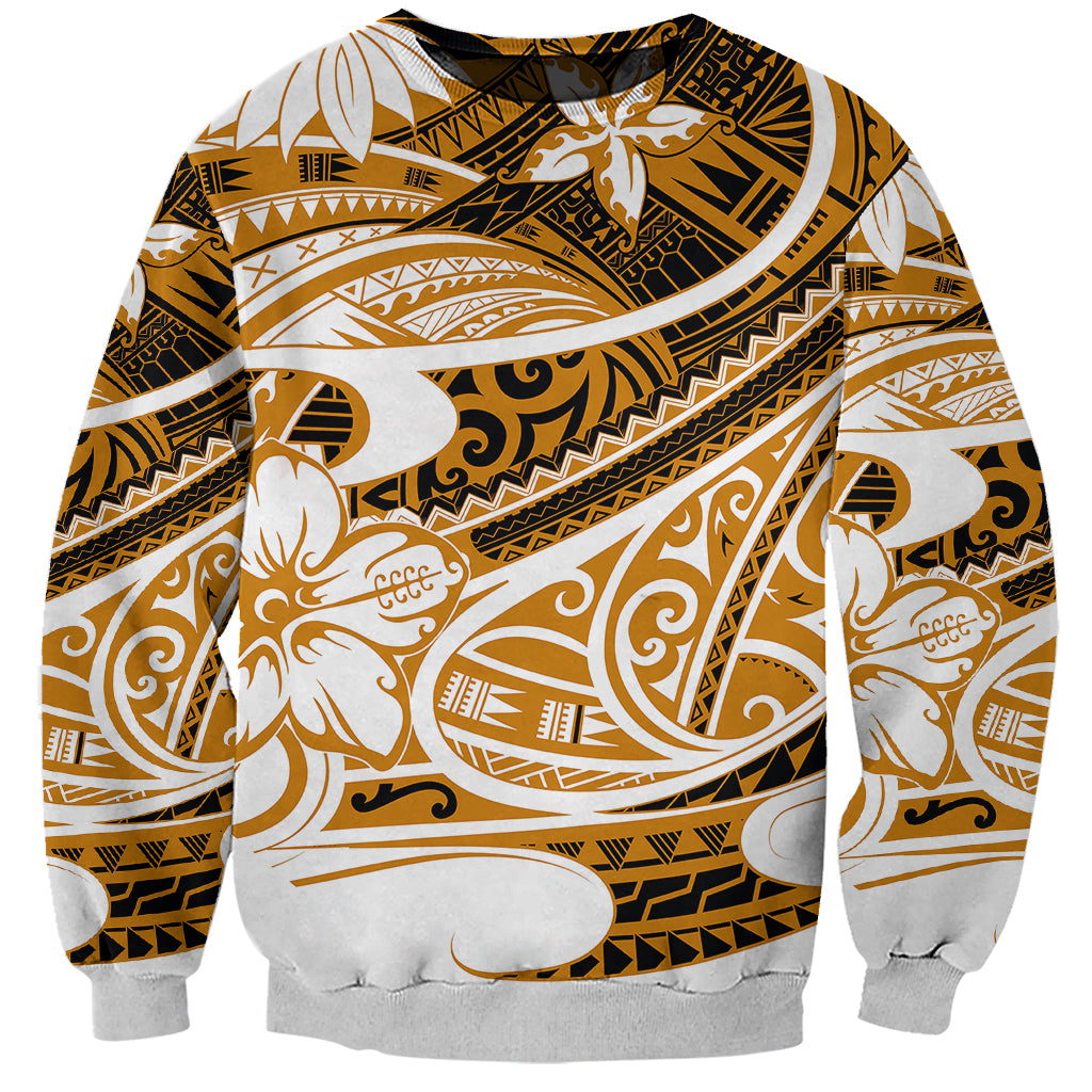 Polynesian Tribal Sweatshirt Gold LT6 - Wonder Print Shop