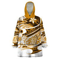 Polynesian Tribal Wearable Blanket Hoodie Gold LT6 - Wonder Print Shop