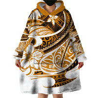 Polynesian Tribal Wearable Blanket Hoodie Gold LT6 - Wonder Print Shop
