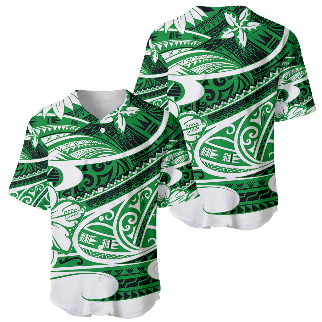 Polynesian Tribal Baseball Jersey Green LT6 - Wonder Print Shop
