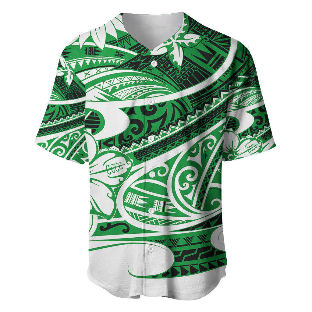 Polynesian Tribal Baseball Jersey Green LT6 - Wonder Print Shop