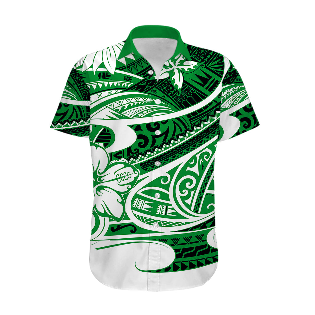 Polynesian Tribal Hawaiian Shirt Green LT6 - Wonder Print Shop