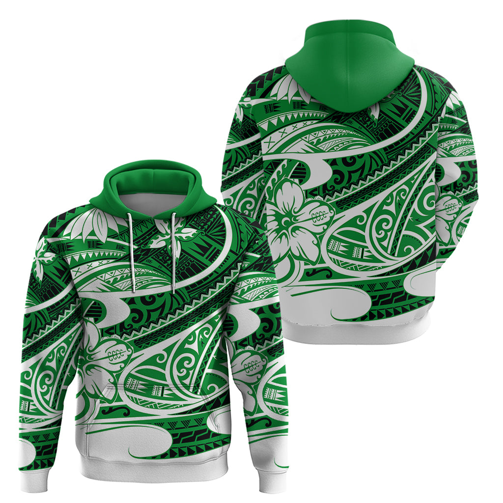Polynesian Tribal Hoodie Green LT6 - Wonder Print Shop