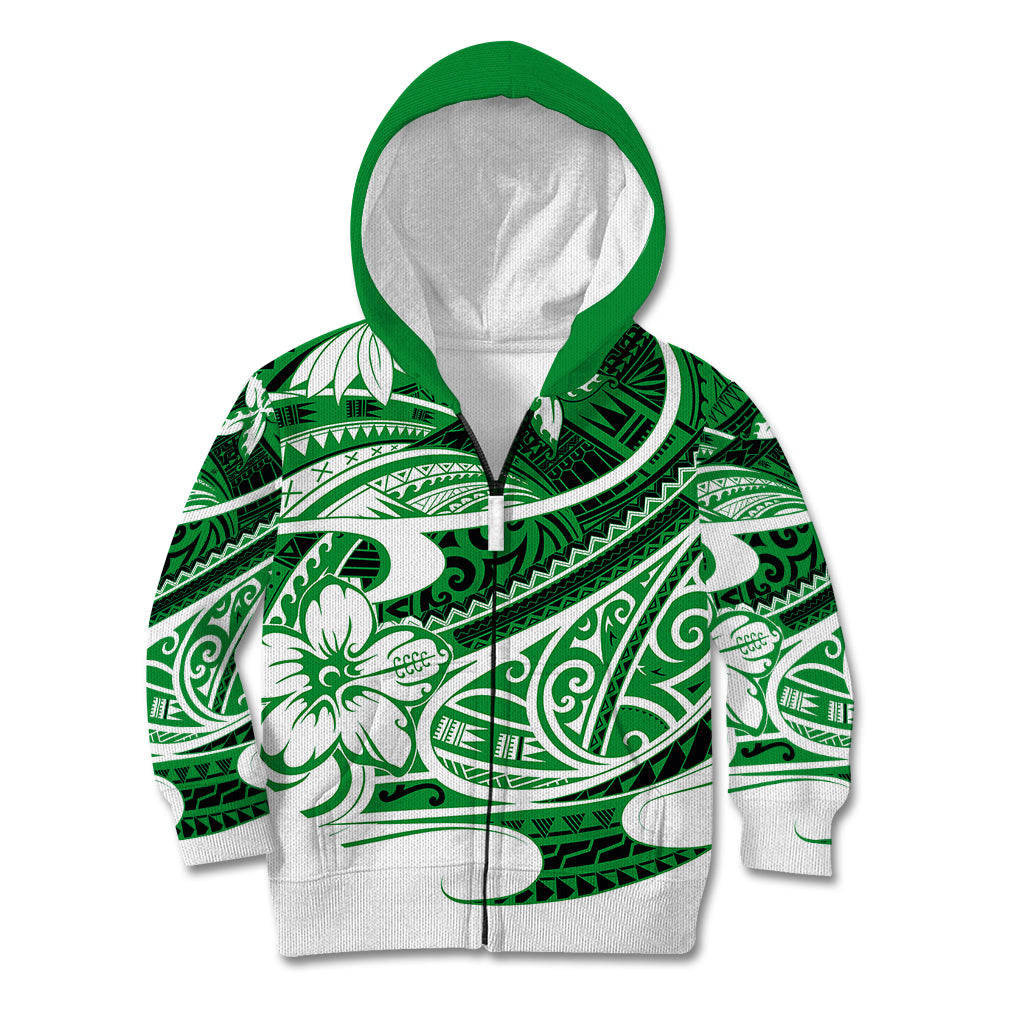 Polynesian Tribal Kid Hoodie Green LT6 - Wonder Print Shop