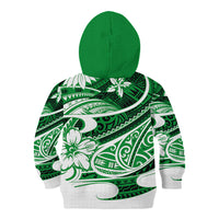 Polynesian Tribal Kid Hoodie Green LT6 - Wonder Print Shop