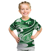 Polynesian Tribal Kid T Shirt Green LT6 - Wonder Print Shop
