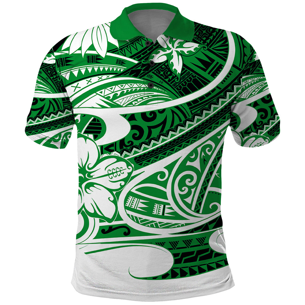 Polynesian Tribal Polo Shirt Green LT6 - Wonder Print Shop