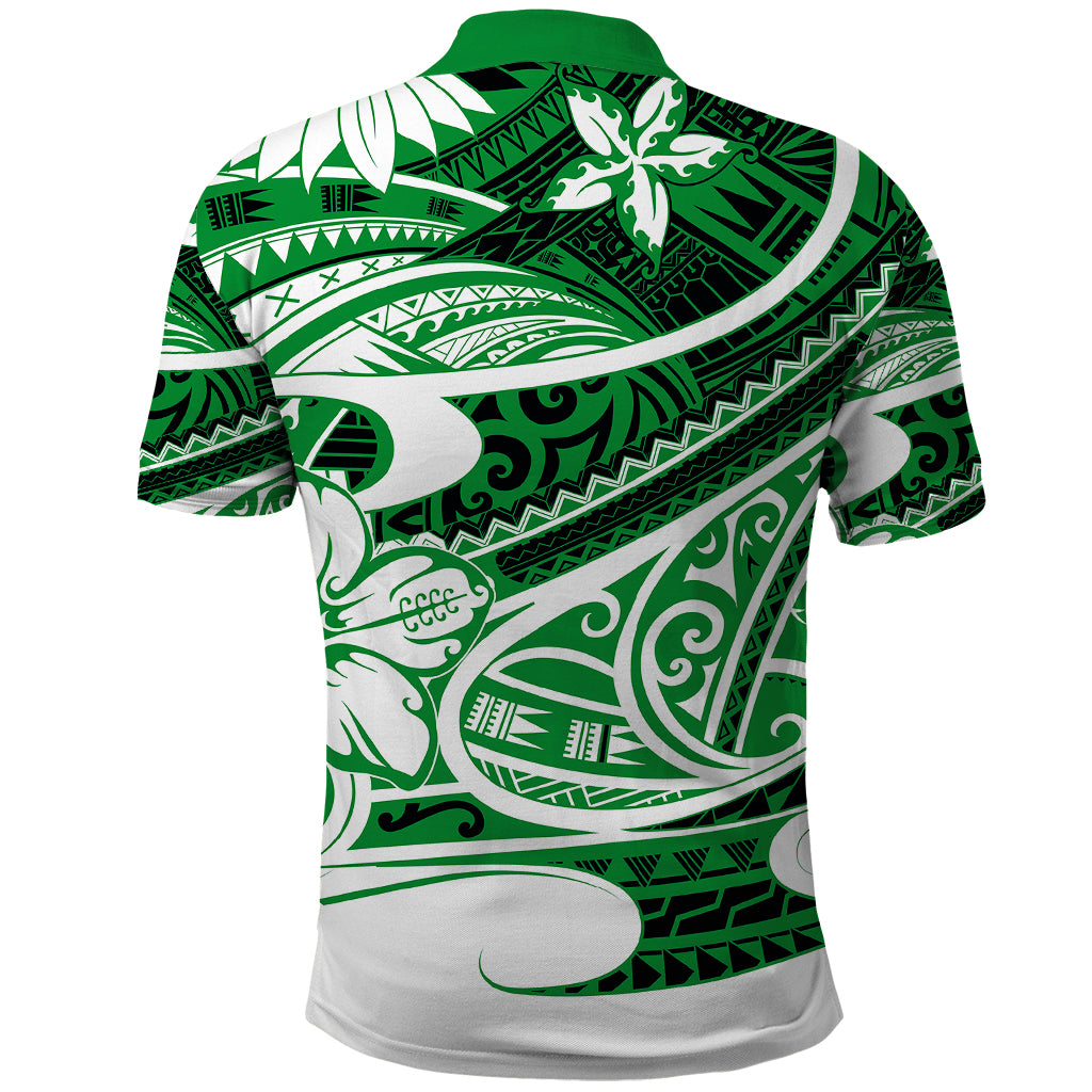 Polynesian Tribal Polo Shirt Green LT6 - Wonder Print Shop