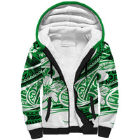 Polynesian Tribal Sherpa Hoodie Green LT6 - Wonder Print Shop