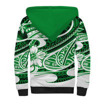 Polynesian Tribal Sherpa Hoodie Green LT6 - Wonder Print Shop