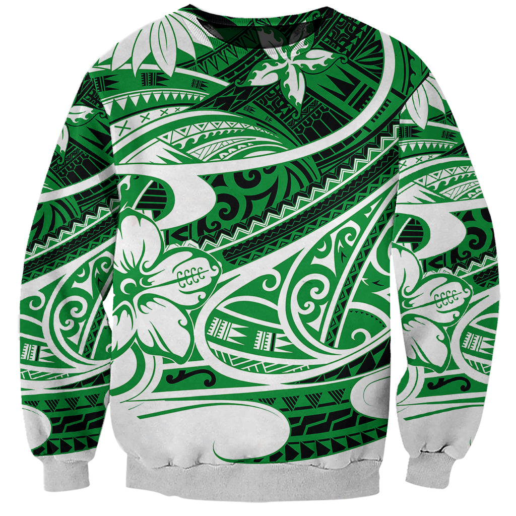 Polynesian Tribal Sweatshirt Green LT6 - Wonder Print Shop