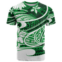 Polynesian Tribal T Shirt Green LT6 - Wonder Print Shop