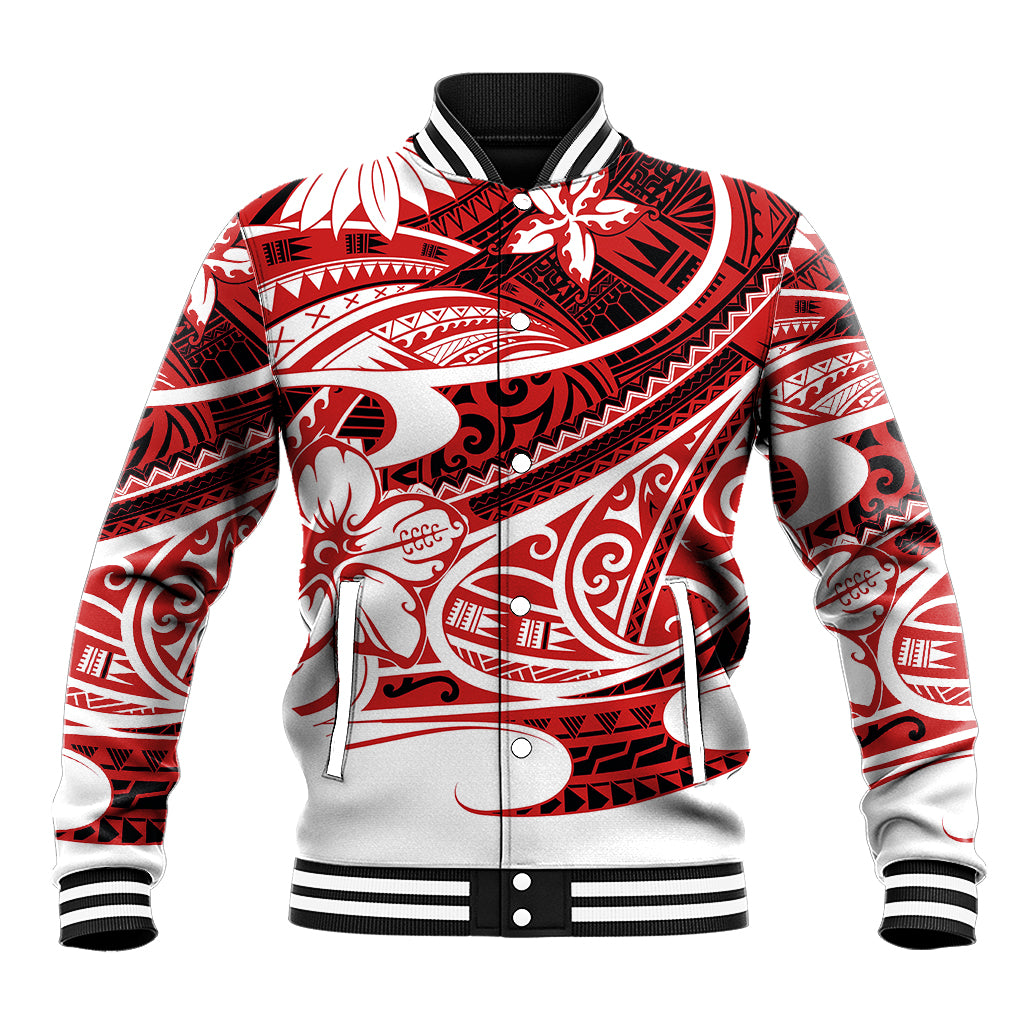 Polynesian Tribal Baseball Jacket Red LT6 - Wonder Print Shop