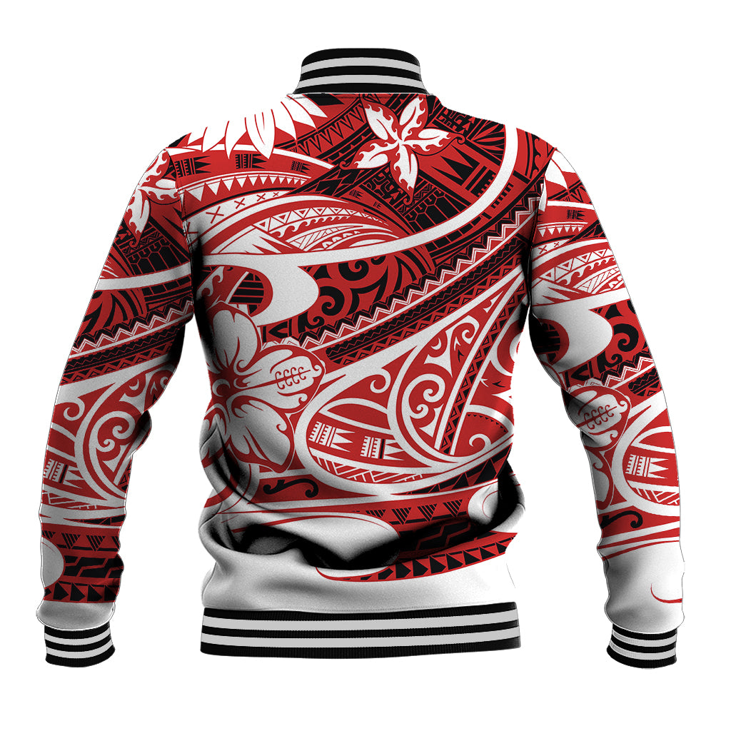 Polynesian Tribal Baseball Jacket Red LT6 - Wonder Print Shop