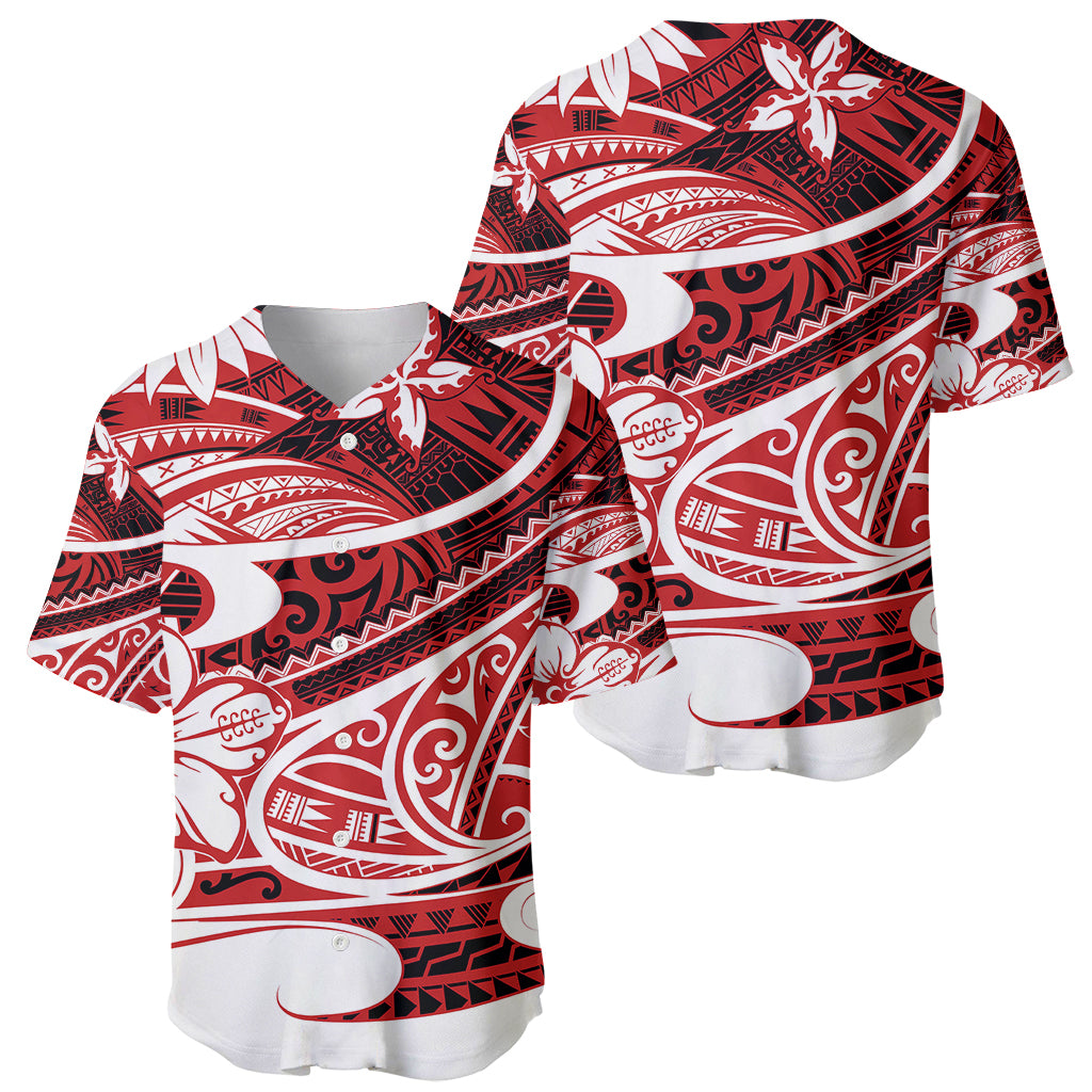Polynesian Tribal Baseball Jersey Red LT6 - Wonder Print Shop