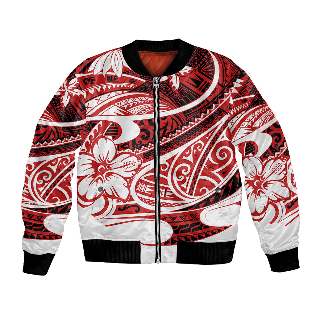 Polynesian Tribal Bomber Jacket Red LT6 - Wonder Print Shop