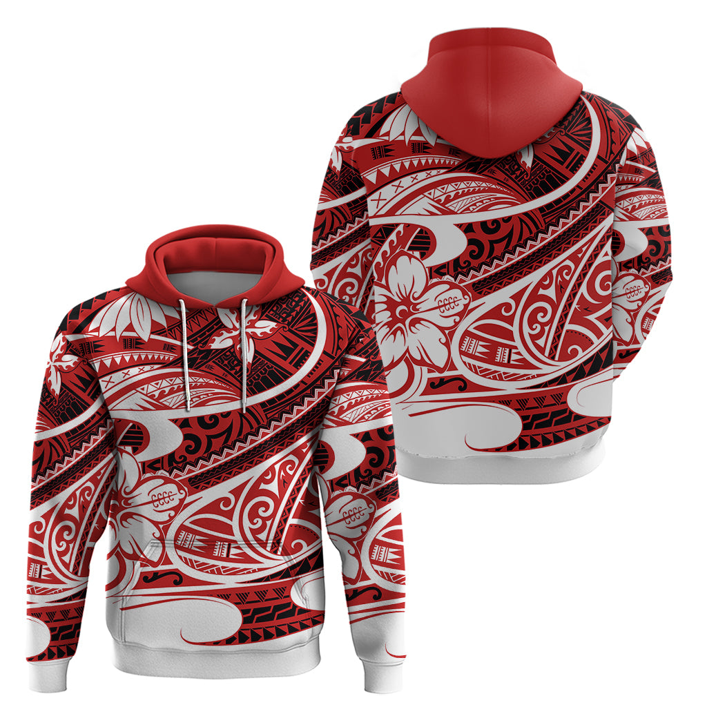 Polynesian Tribal Hoodie Red LT6 - Wonder Print Shop