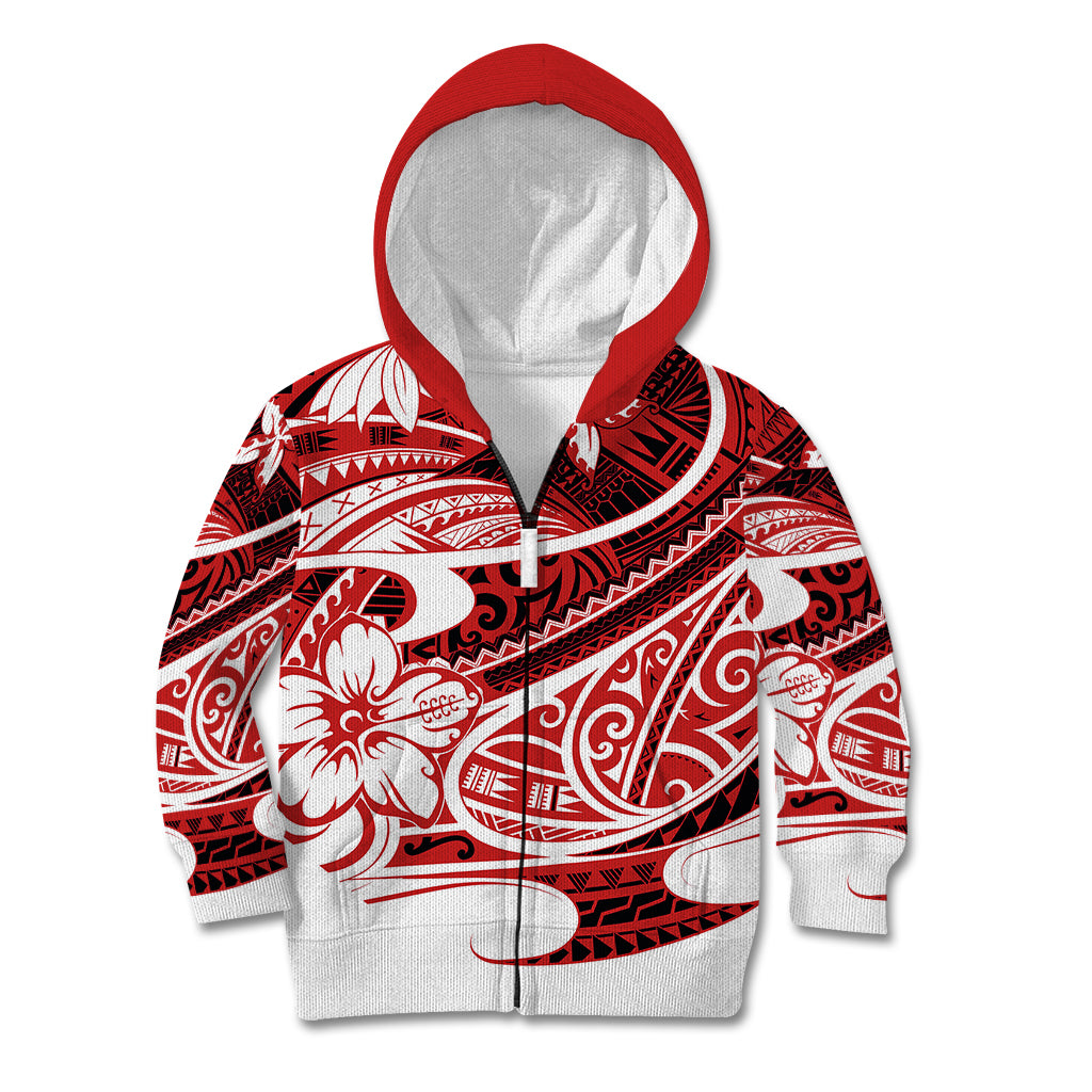 Polynesian Tribal Kid Hoodie Red LT6 - Wonder Print Shop