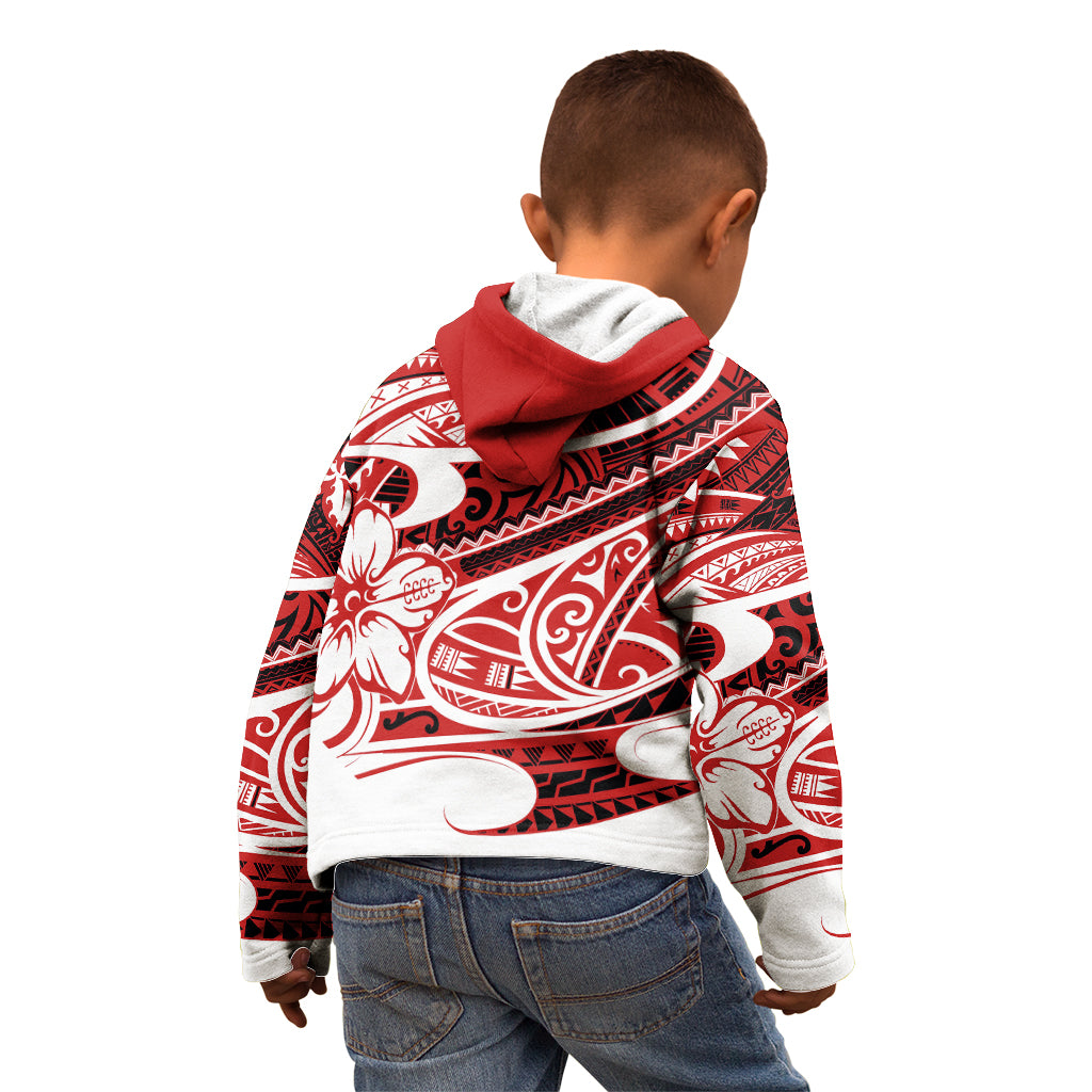 Polynesian Tribal Kid Hoodie Red LT6 - Wonder Print Shop