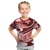 Polynesian Tribal Kid T Shirt Red LT6 - Wonder Print Shop