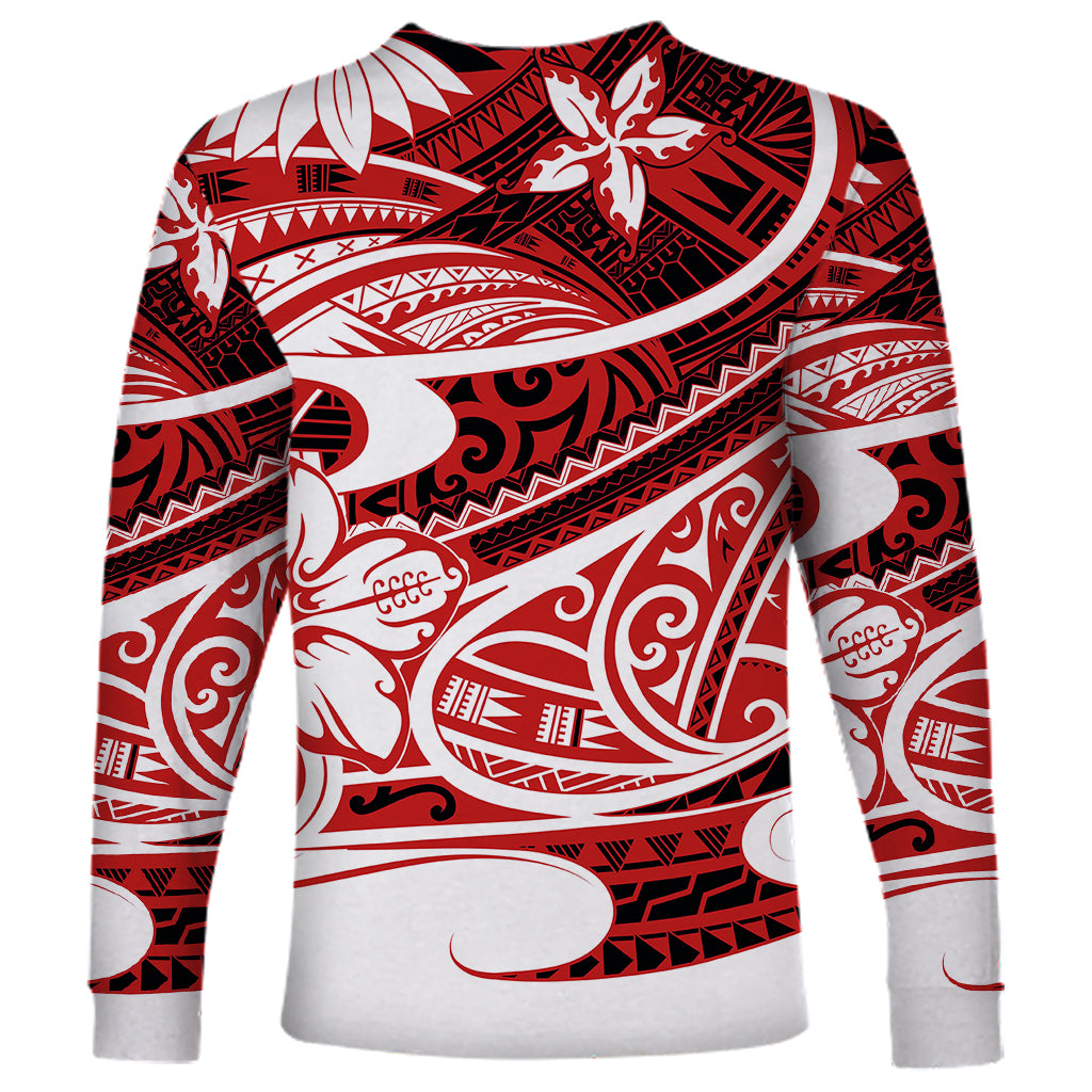 Polynesian Tribal Long Sleeve Shirt Red LT6 - Wonder Print Shop