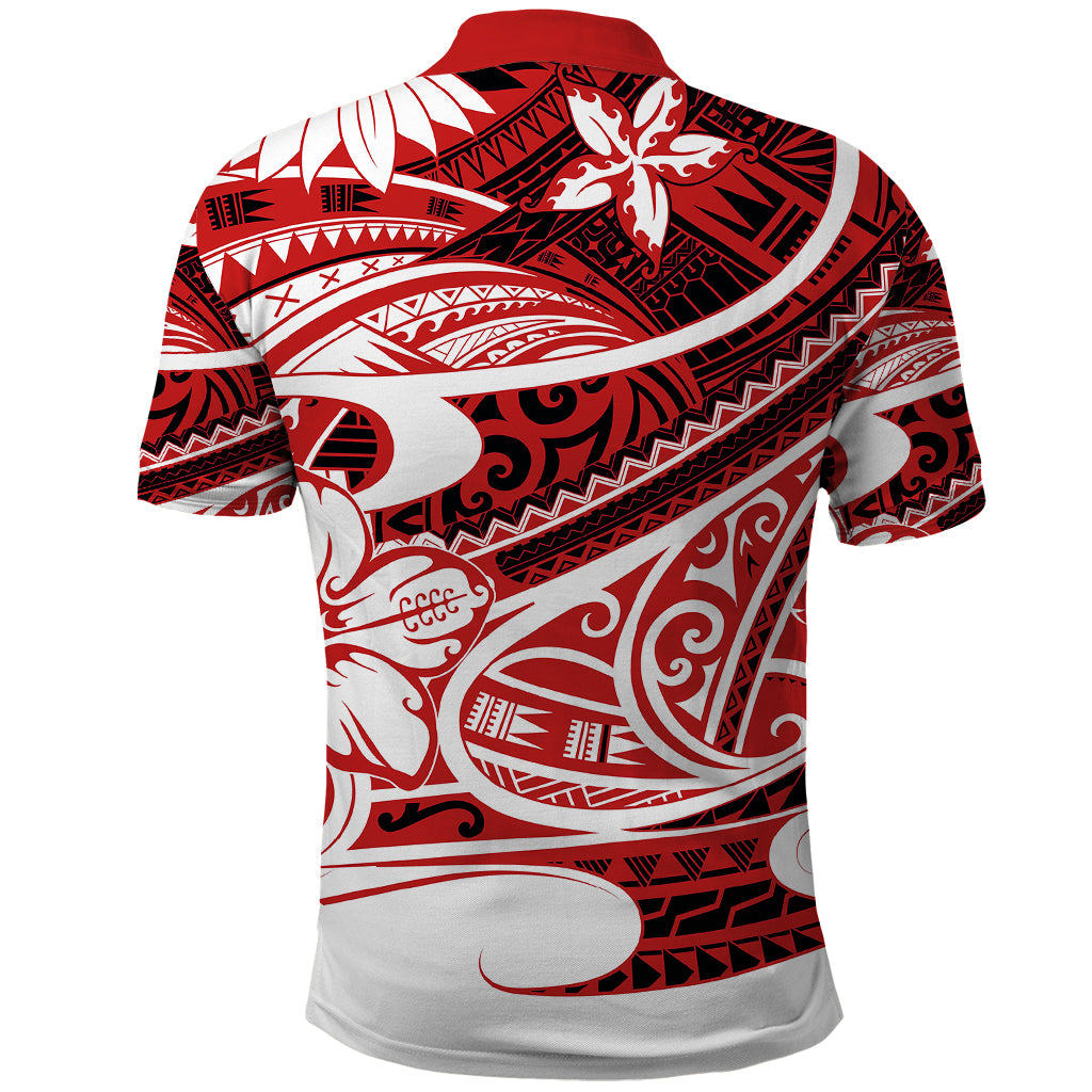Polynesian Tribal Polo Shirt Red LT6 - Wonder Print Shop