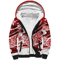 Polynesian Tribal Sherpa Hoodie Red LT6 - Wonder Print Shop