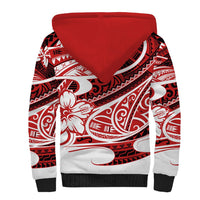 Polynesian Tribal Sherpa Hoodie Red LT6 - Wonder Print Shop