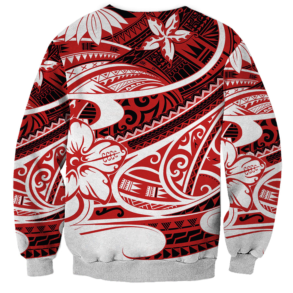 Polynesian Tribal Sweatshirt Red LT6 - Wonder Print Shop