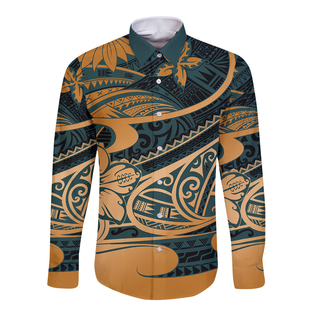 Polynesian Tribal Long Sleeve Button Shirt LT6 - Wonder Print Shop