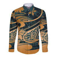 Polynesian Tribal Long Sleeve Button Shirt LT6 - Wonder Print Shop